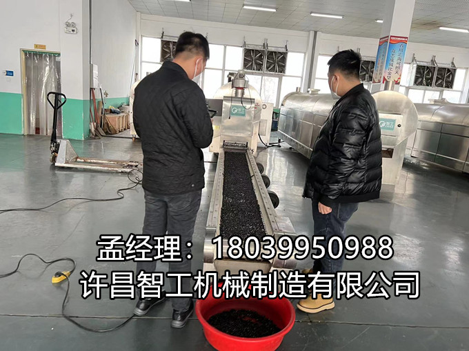 元月六日，东北客户来厂试机4米电磁流水线炒制黑豆！ 许昌智工孟经理18039950988
