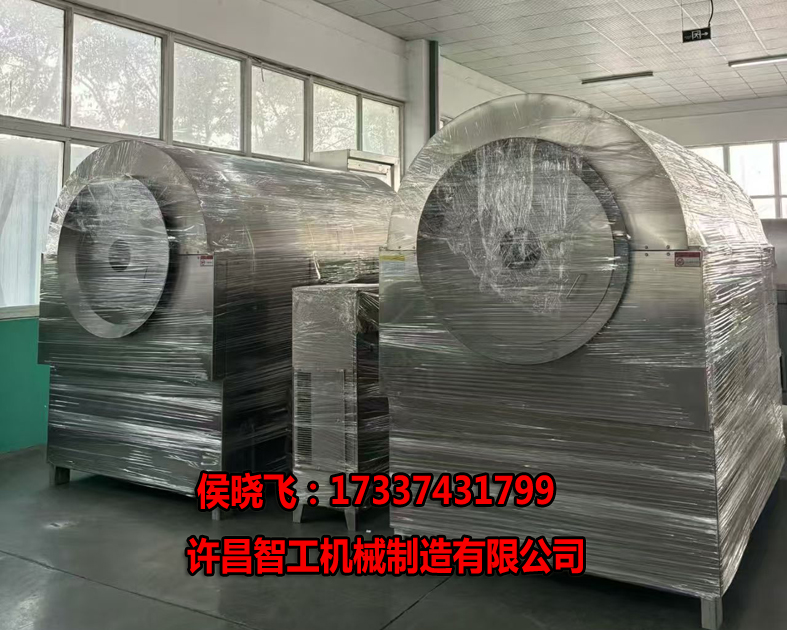 1.10日，印度客户订购的两台大型炒货机已经打包就位